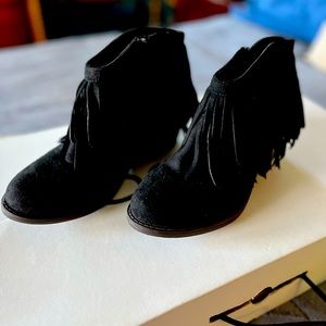 Suede fringe booties